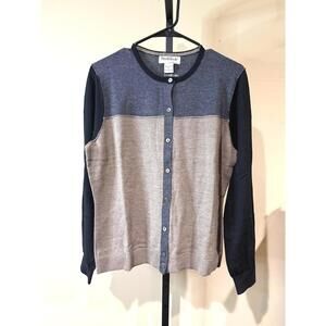 NWOT NorthStyle Colorblock Button-Up Cardigan Sweater Merino Wool Large